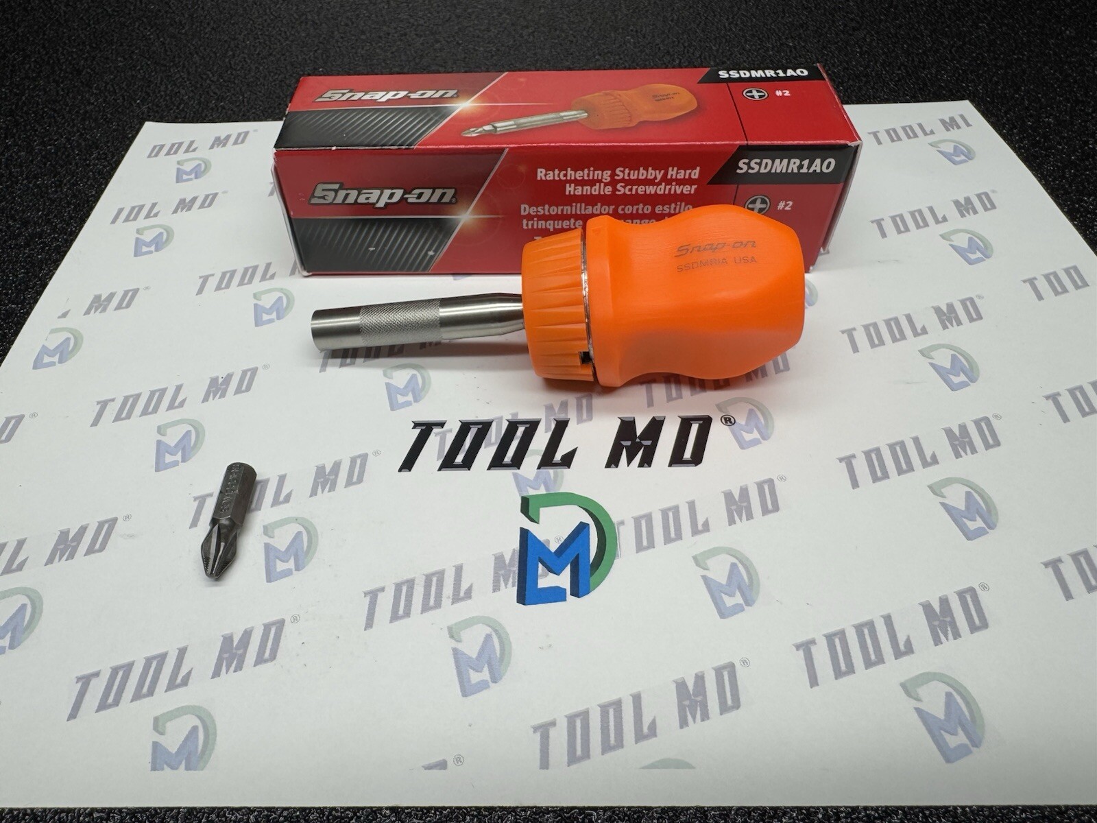 Snap-on Tools USA NEW ORANGE Stubby Hard Handle Ratcheting Screwdriver SSDMR1A