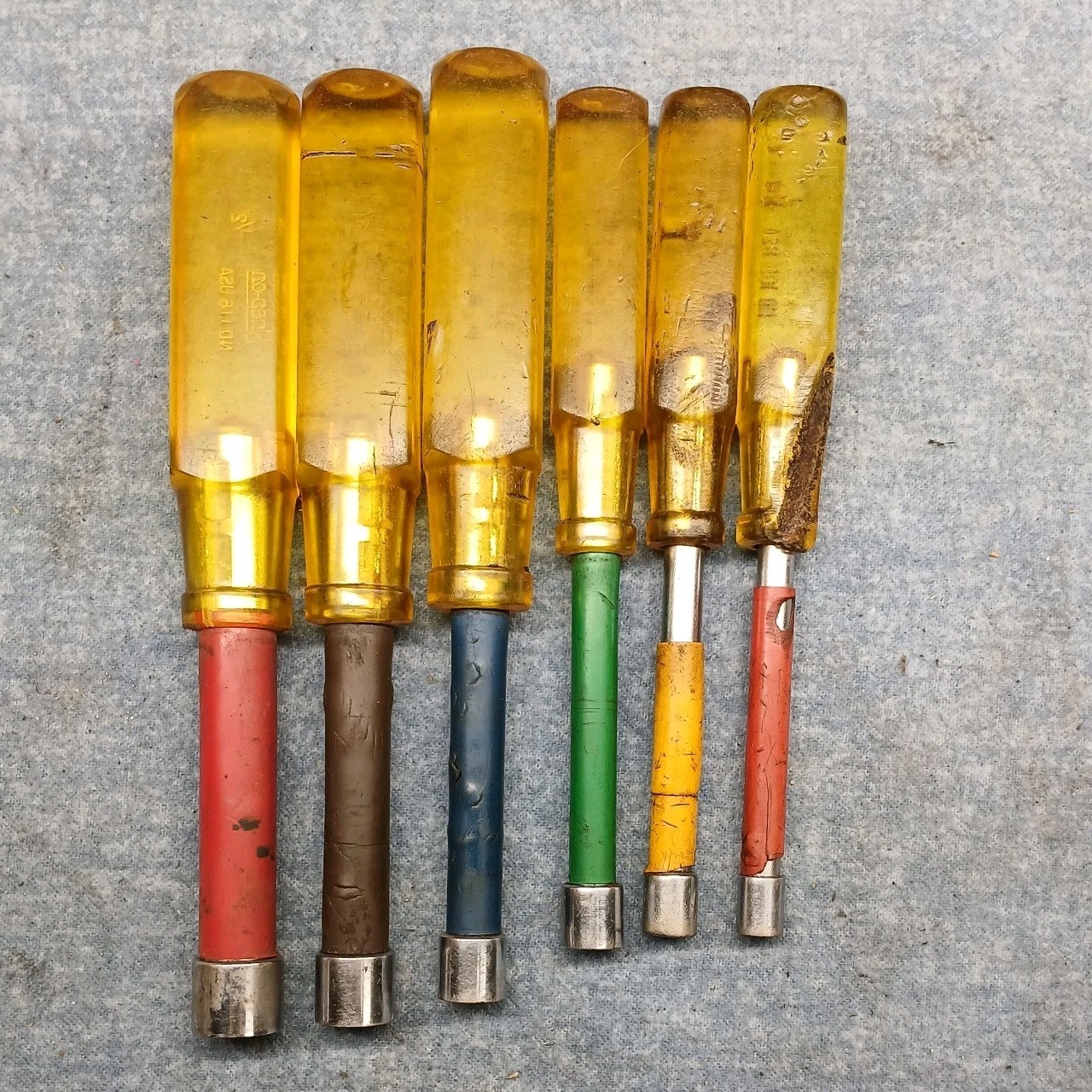 Vintage Snap-on Nut Driver Set 6 Piece ND-108, 110, 111, 112, 114, 116