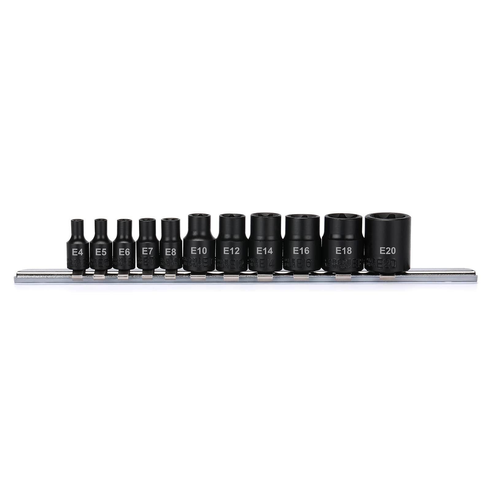 EMENTOL 11PCS E-Torx Socket Set with Rail, CR-V, 1/4″ and 3/8″ One Size