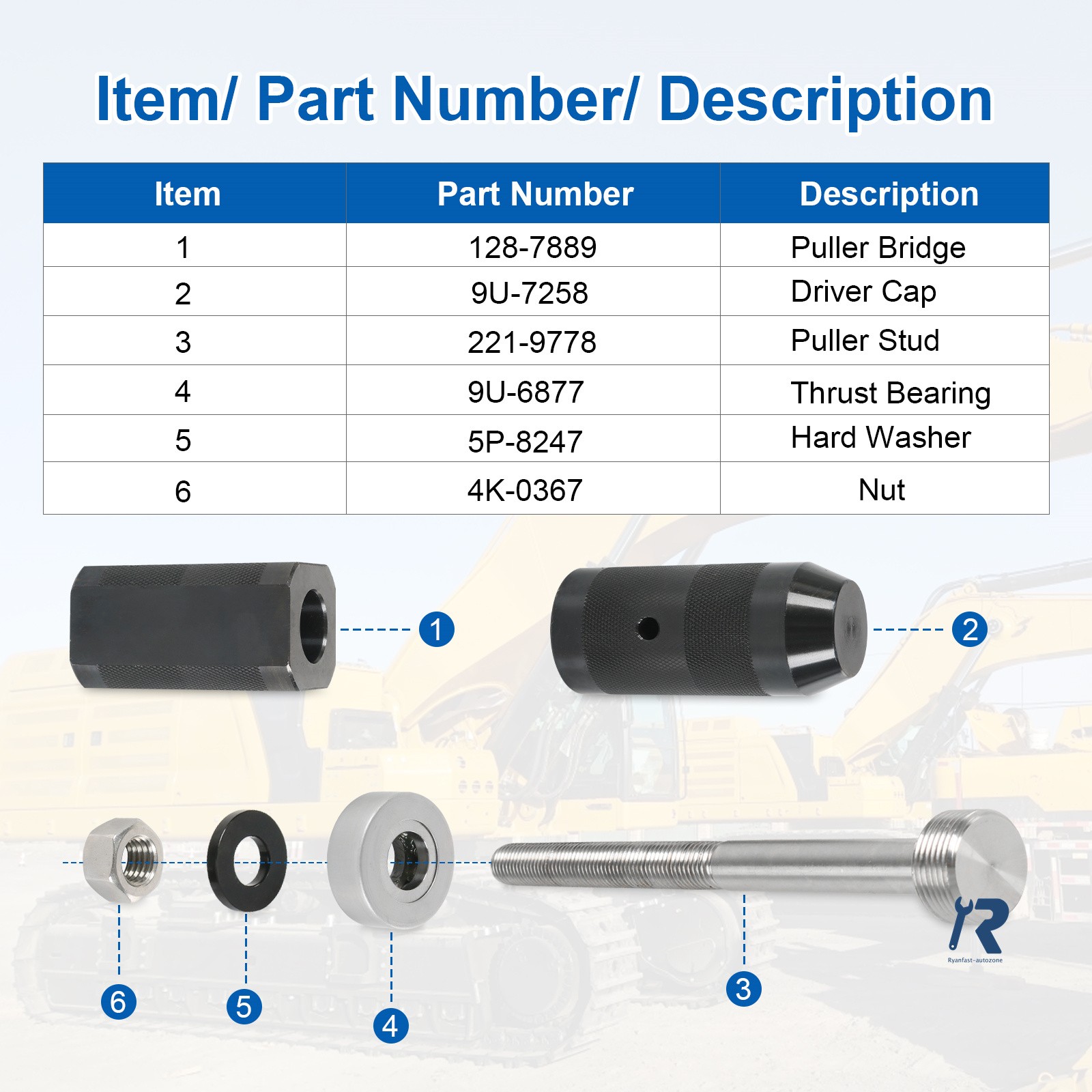 9U-6891Injector Sleeve Remover Installer Set For CAT 3406E C10 C12 C15 C16 C-18