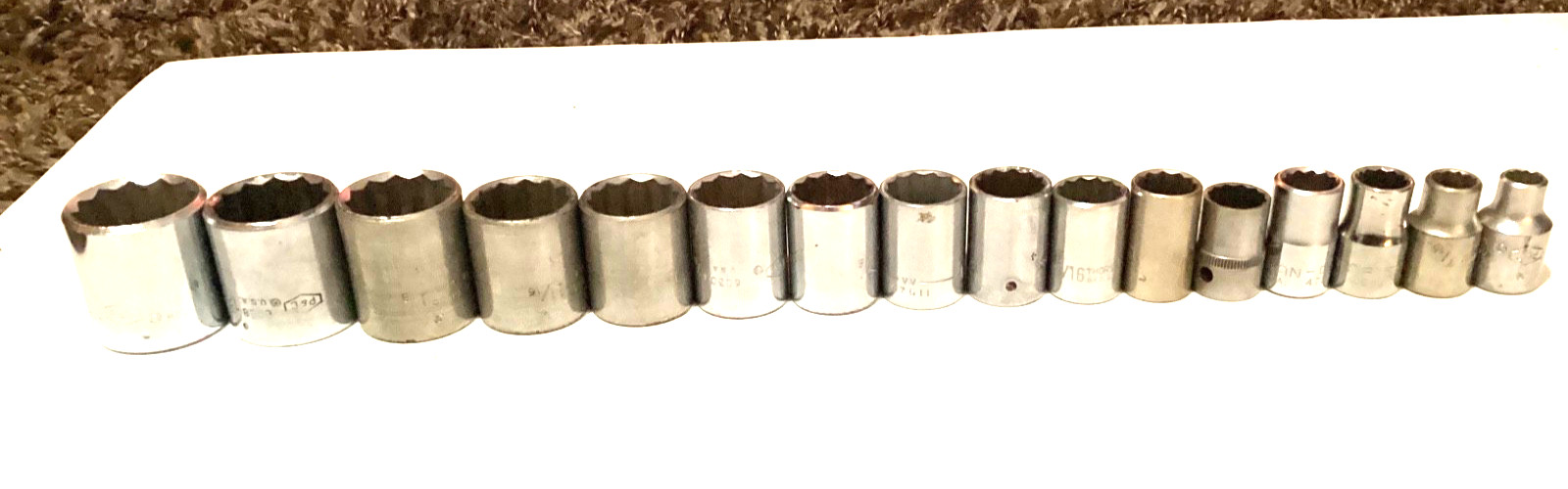 P&C 17 Piece 1/2″ Drive 12 Point SAE Socket Set & Ratchet. 3/8”-1 3/16”. USA