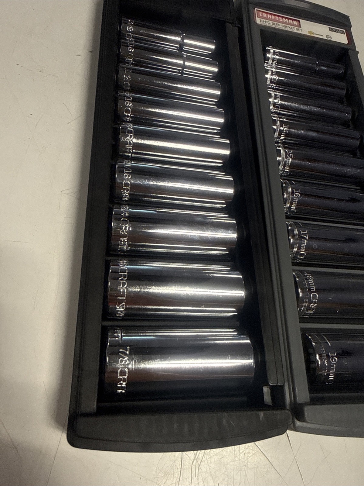 NEW Craftsman 34558 18-Piece Deep Socket Set Standard SAE & Metric 3/8″ drive BR
