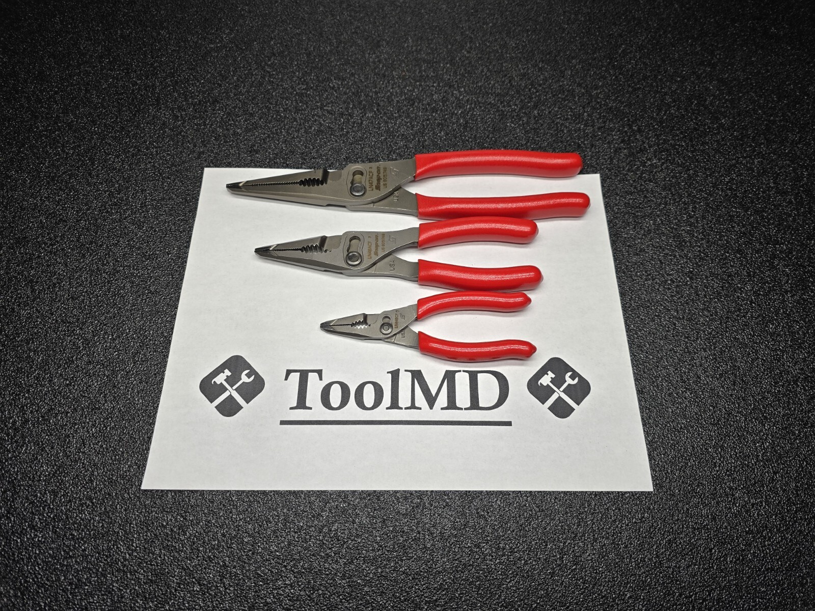Snap-on Tools NEW 3pc RED Long Nose Slip Joint Plier Set LN44BCF LN47ACF LN46ACF