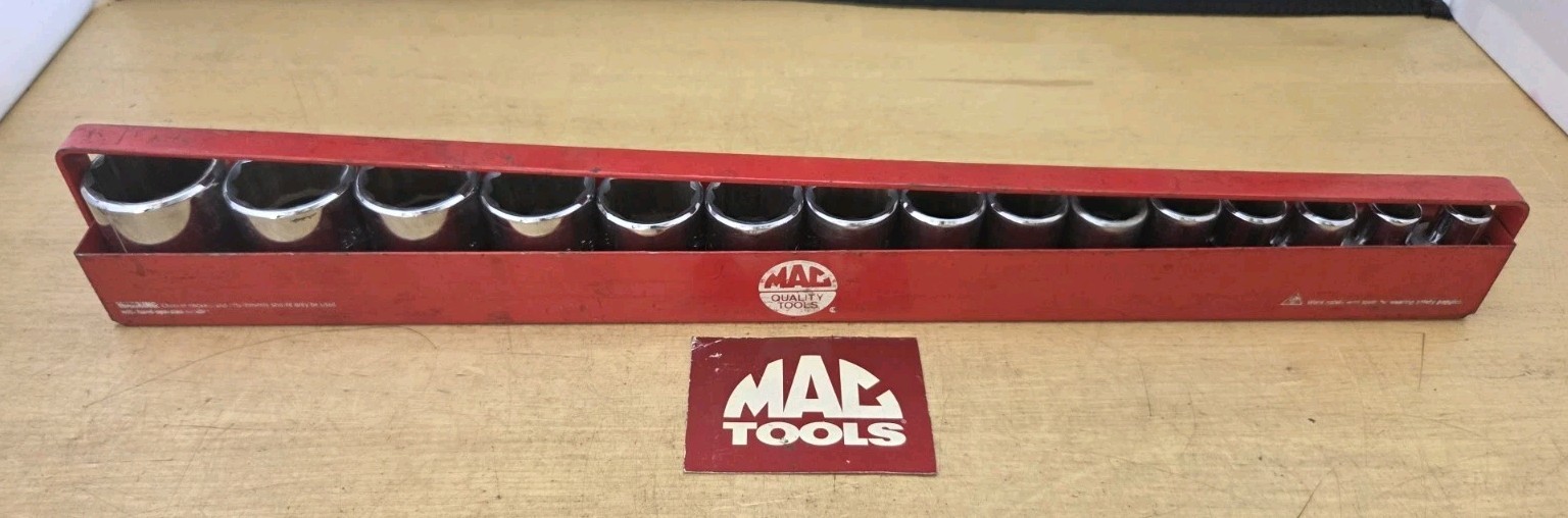 MAC Tools SV152TR – 1/2″ Drive 15 Pc SAE Shallow 12Pt Chrome Socket Set W/ Tray