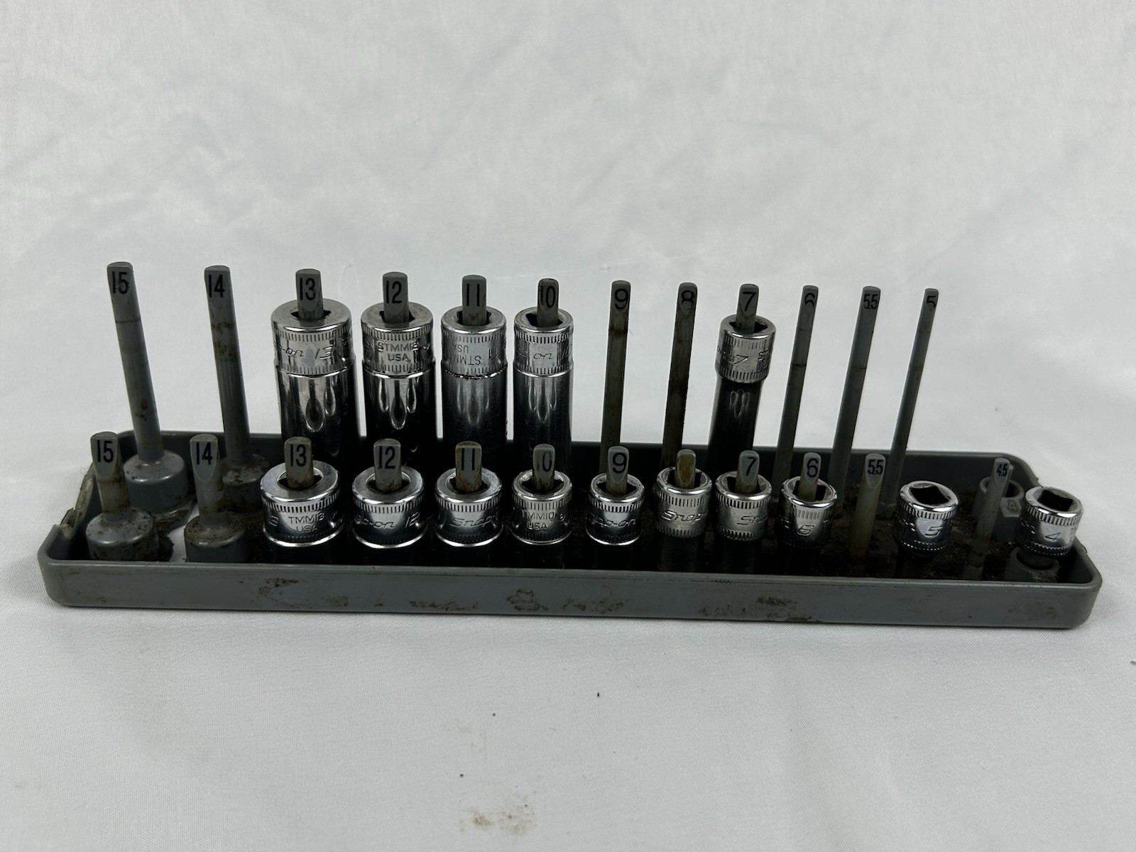 Snap-on 15pc 1/4″dr 6-point METRIC Shallow Deep Socket Set 112TMMY 112STMMY