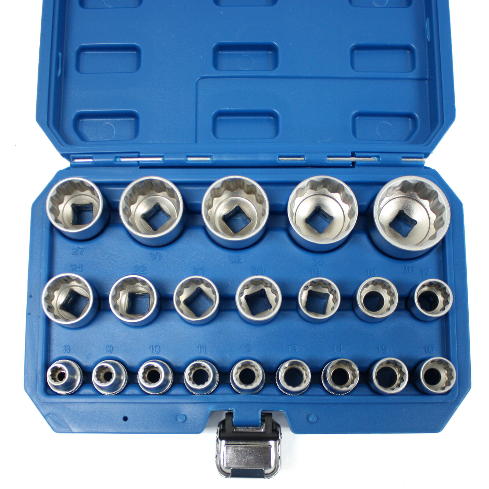 21pc Spline Socket Set 12 PT Point 1/2″ Dr Gear Wall Rounded 8 – 36mm Metric