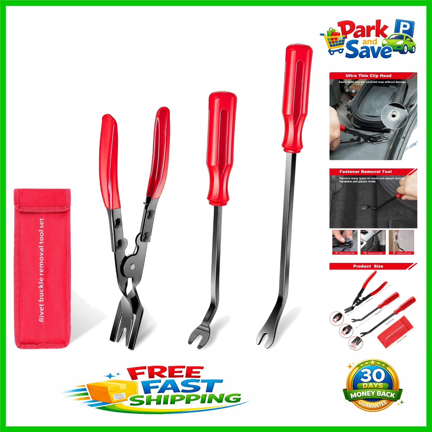 Ergonomic 3-Piece Fastener Removal Tool Set for Automotive and Bike Maintenance