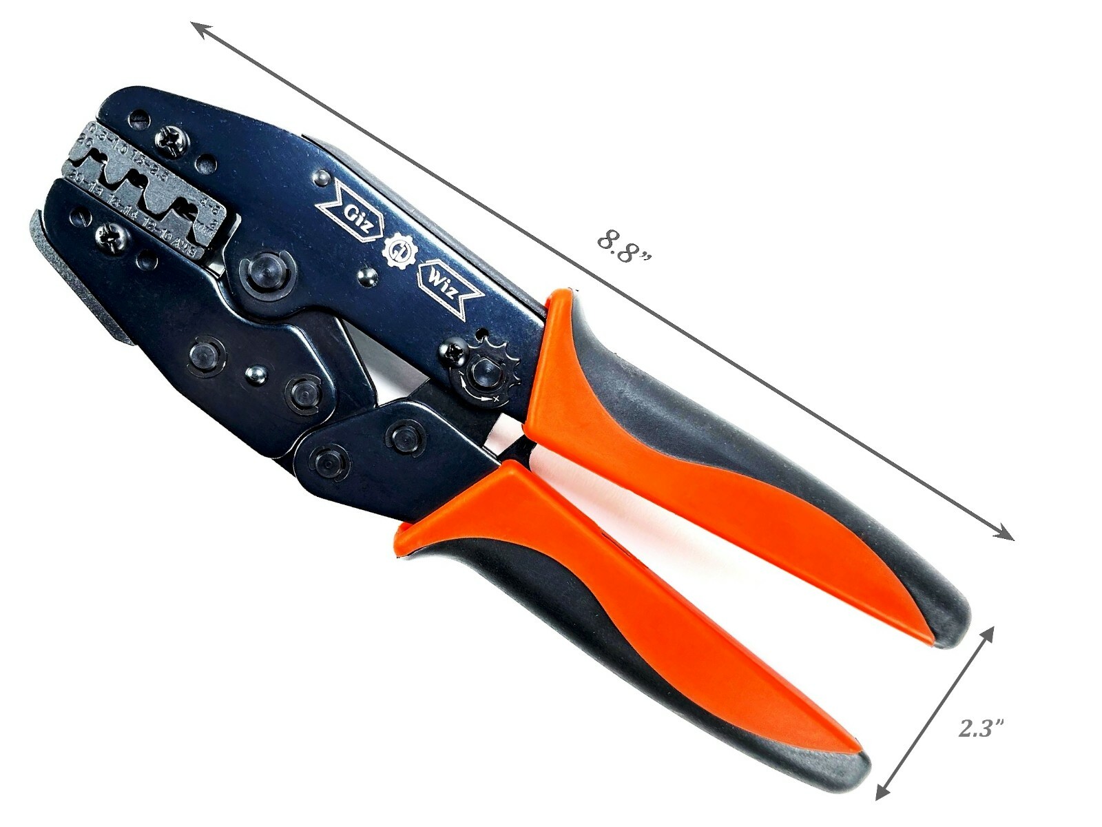 GIZWIZ Non-insulated Open Barrel Wire Terminal Crimp Tool With Tab Locator