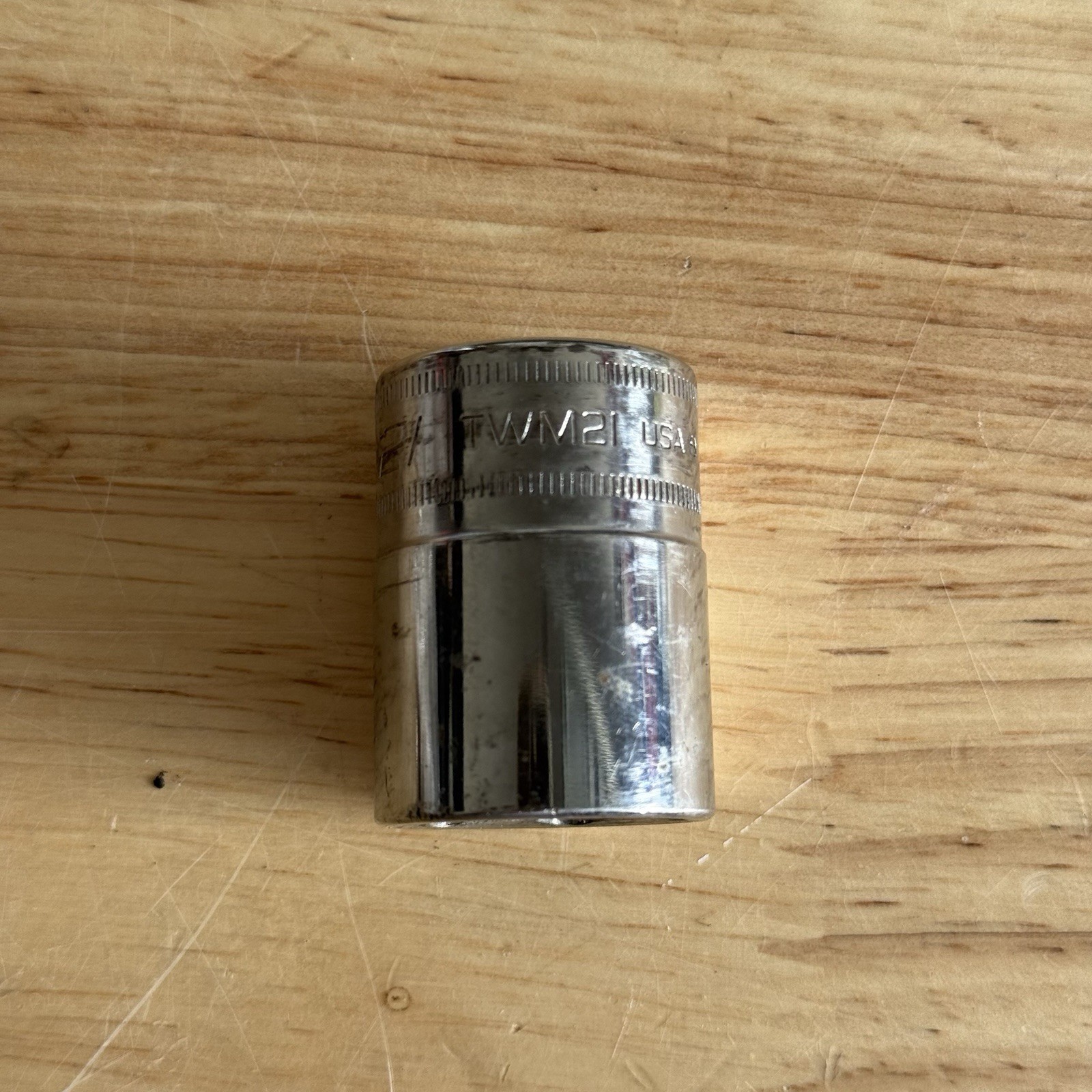 Snap-On Tools USA NEW 3/8″ Drive 21mm Metric 6pt Shallow Chrome Socket TWM21
