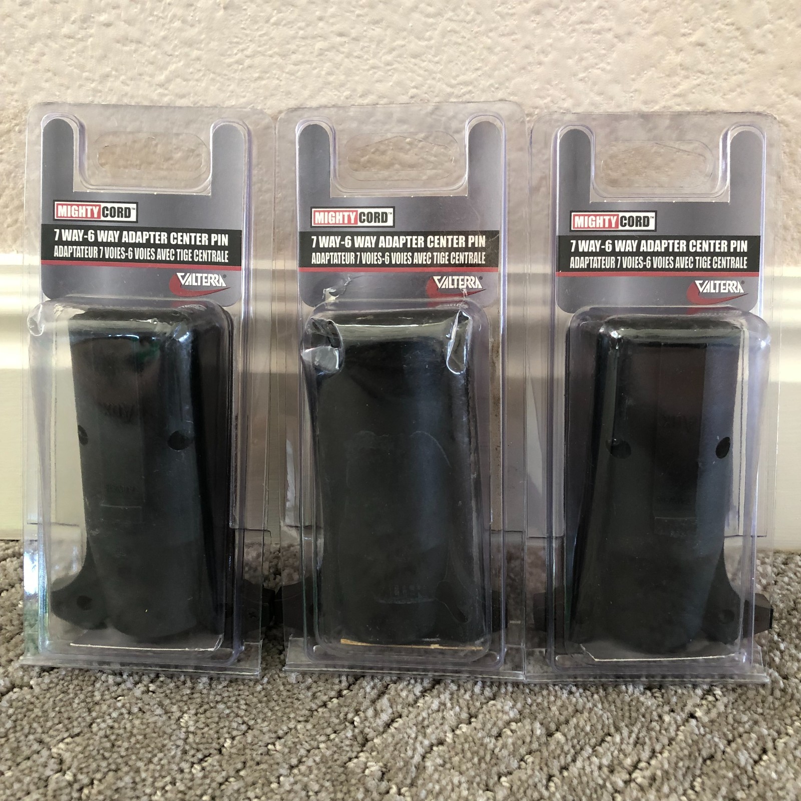 3 Pack 7-Way to 6-Way Adapter Center Pin Mighty Cord A10-7276VP