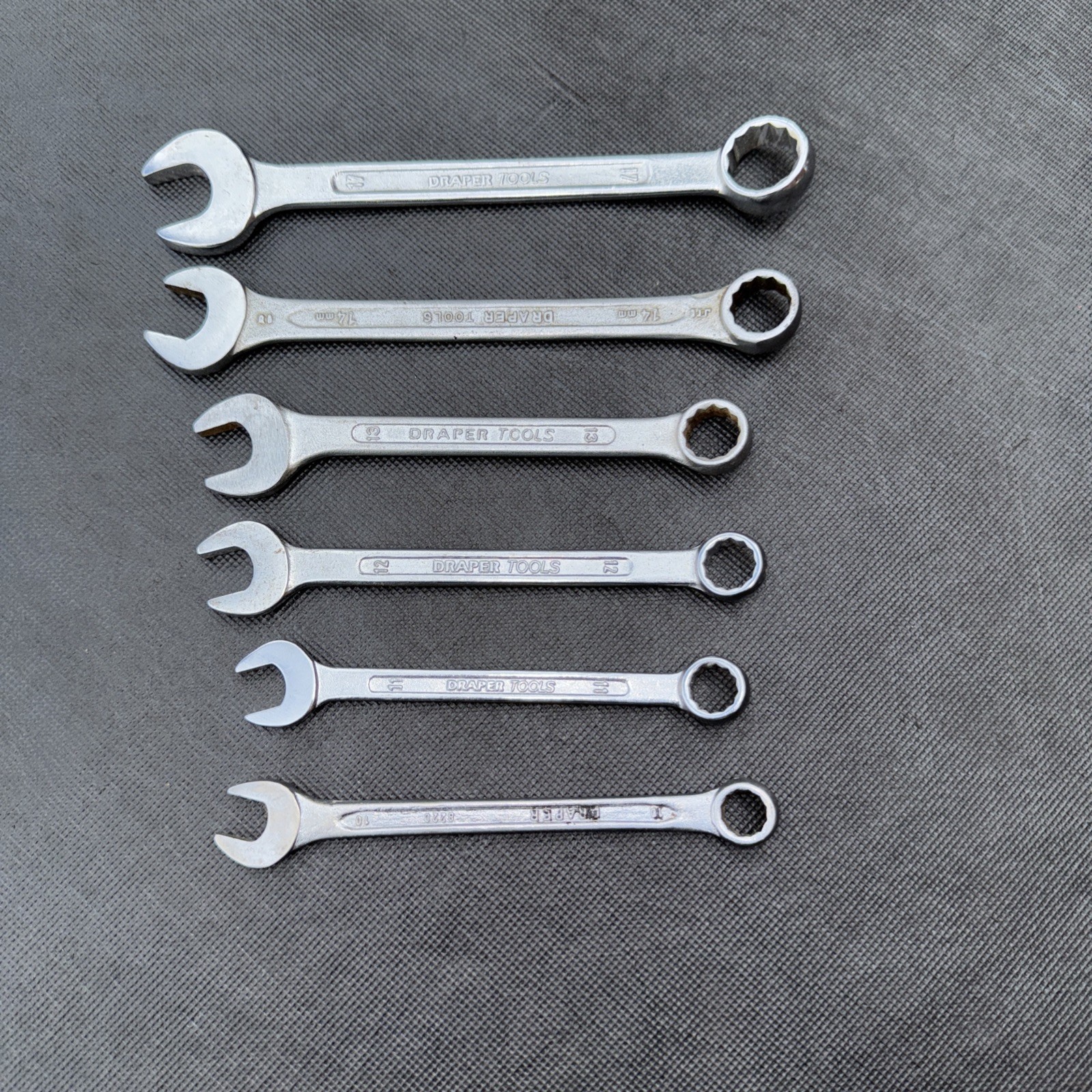 6 X Vintage Draper 17mm 14mm 13mm 12mm 11mm 10mm Combination Spanner