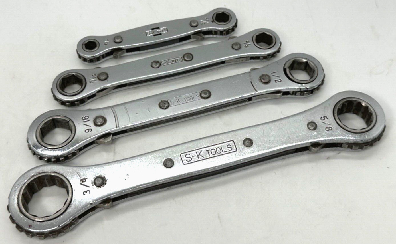 🇺🇸 SK Tools SAE 1/4″ – 3/4″ WRENCH Double Box End Ratcheting 0 Offset Set Lot