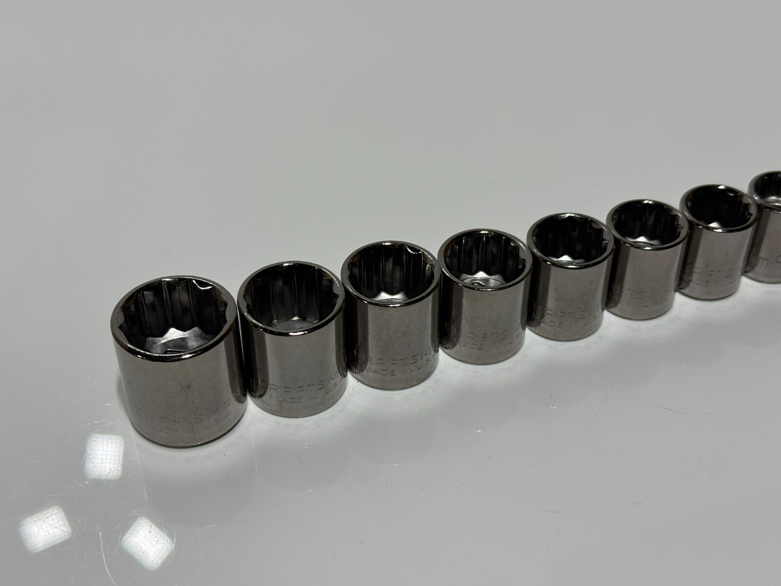 NOS Craftsman USA 15pc Metric 6mm to 21mm Shallow Socket Set – 3/8″ Drive, 12 PT