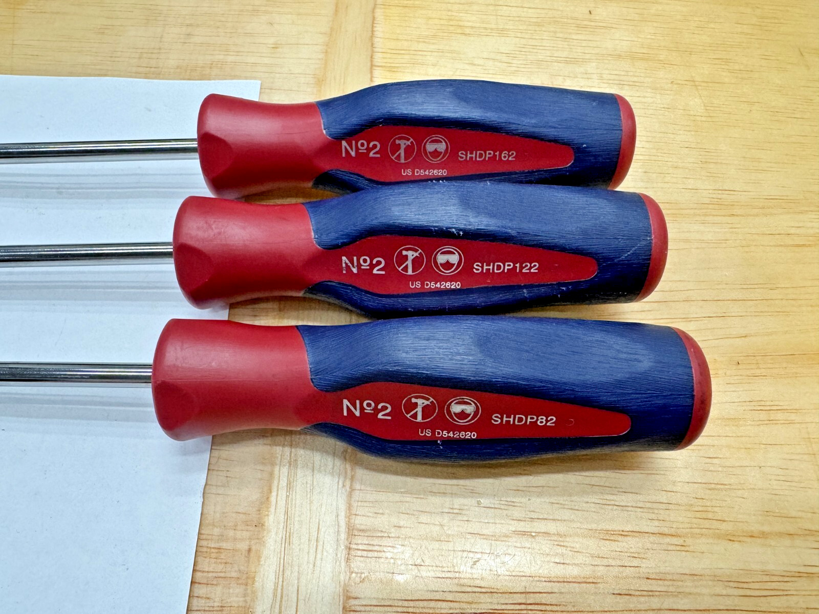 Snap-on Tools 3pc Instinct Hard Grip ALL P2 LONG Screwdrivers RED WHITE BLUE RWB