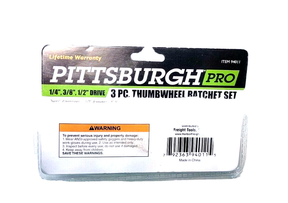 Pittsburgh 3 Pc Thumbwheel Ratchet Set. 1/4″ ,3/8″ ,1/2″ Drive