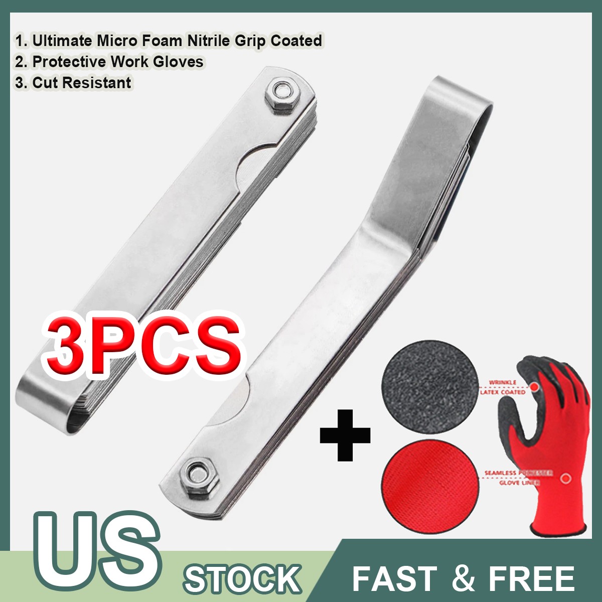 Stainless Feeler Gauge Set 3pcs Steel 32 Straight 16 Offset Blades SAE Metric