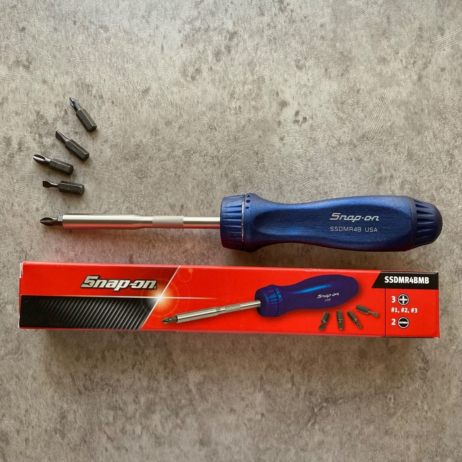 Snap-on SSDMR4B POWER BLUE Hard Handle Ratcheting Screwdriver w/Bits [Unused]