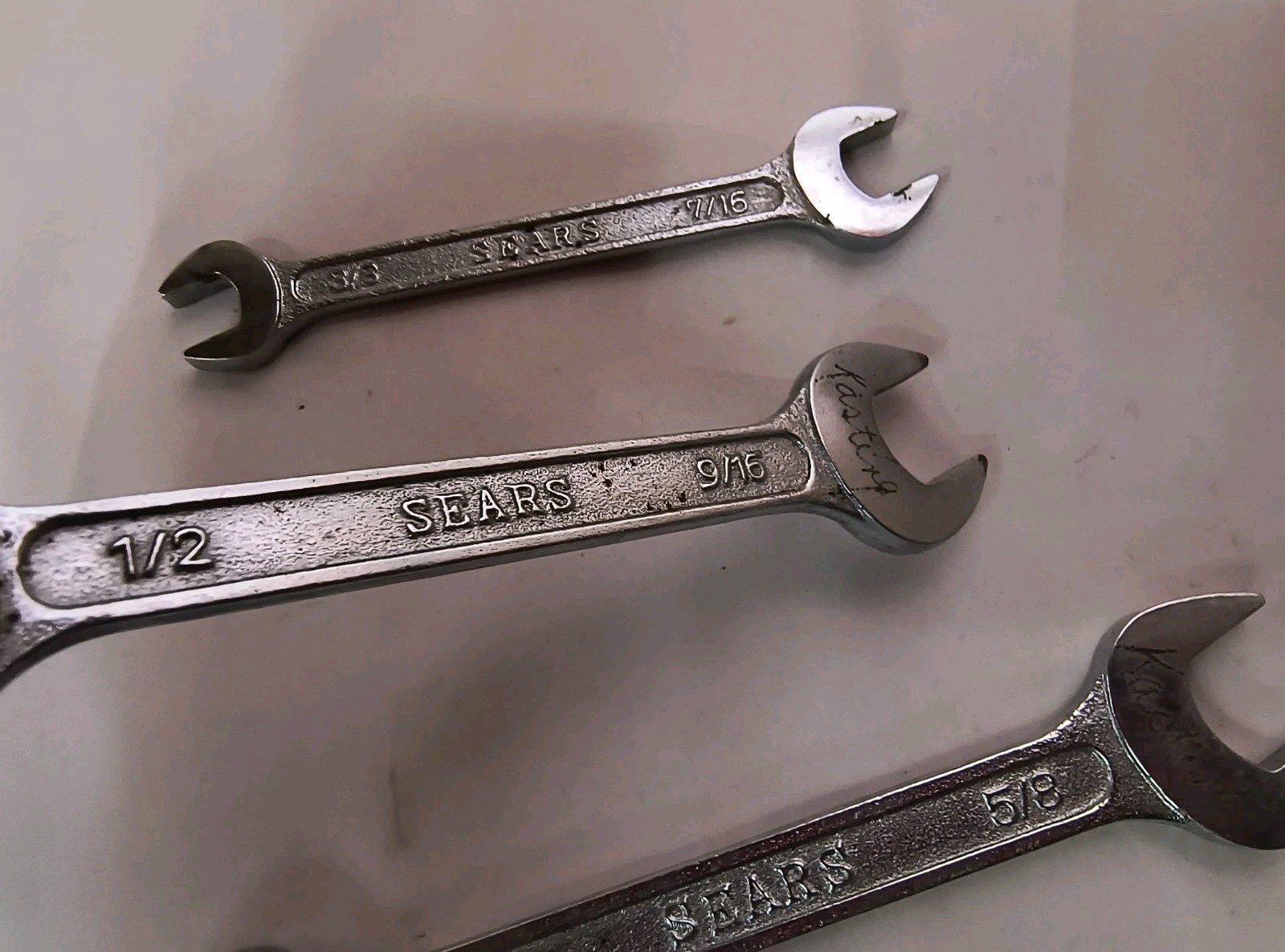 Vtg SEARS 4pc Open End Wrench Set Japan 11/16×3/4, 9/16×5/8, 1/2×9/16, 3/8×7/16