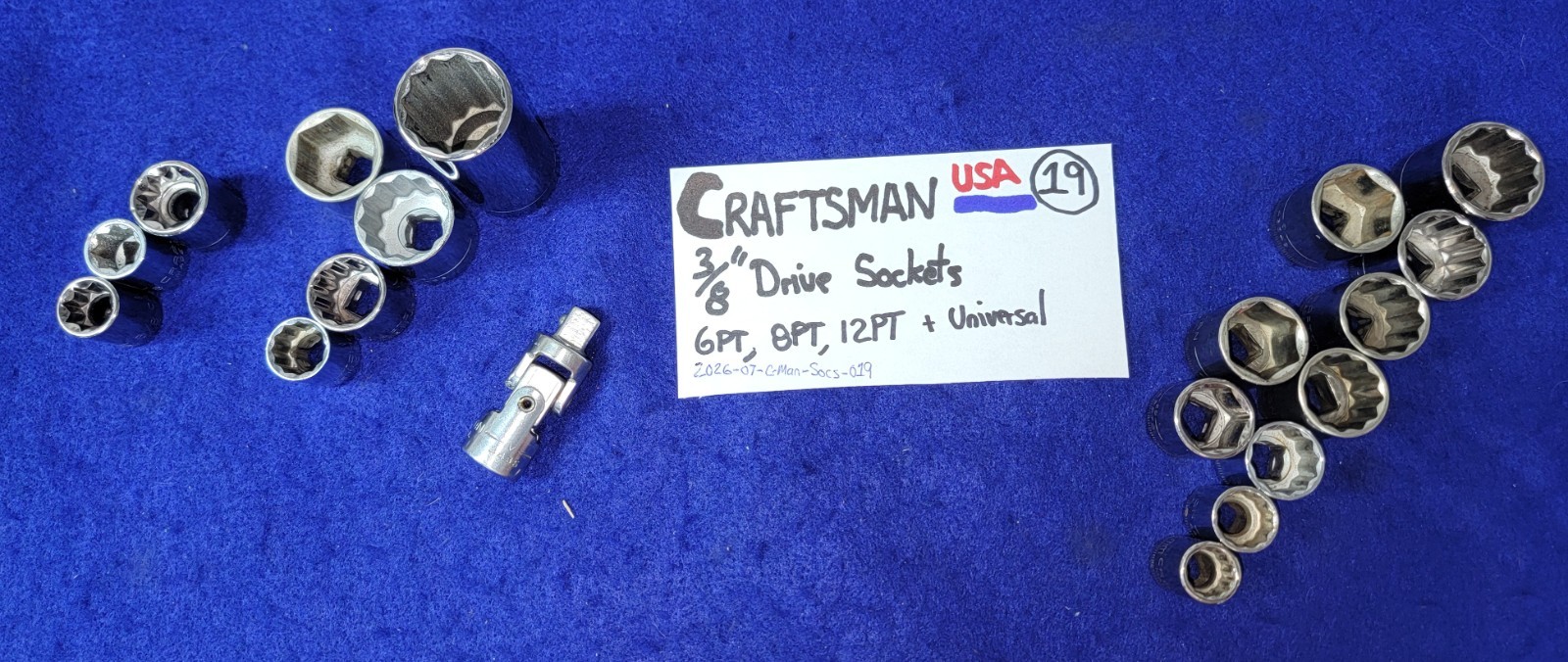 CRAFTSMAN 3/8″ Drive 6PT, 8PT and 12PT METRIC & SAE Sockets (19-pieces) USA