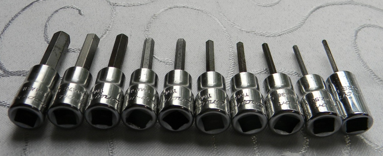 SNAP-ON 1/4″ DR 10PC SAE HEX DRIVER BIT SOCKET SET 1/16″-1/4″ #110ETMAY IN TRAY
