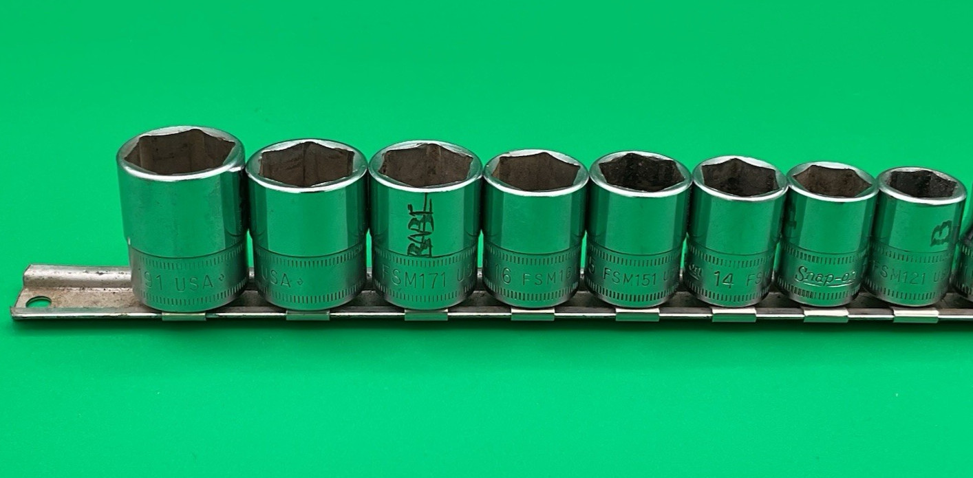 SNAP ON 3/8″ Drive 6pt FSM Shallow Socket Set 19mm-8mm 12 Pieces NICE Free Ship!