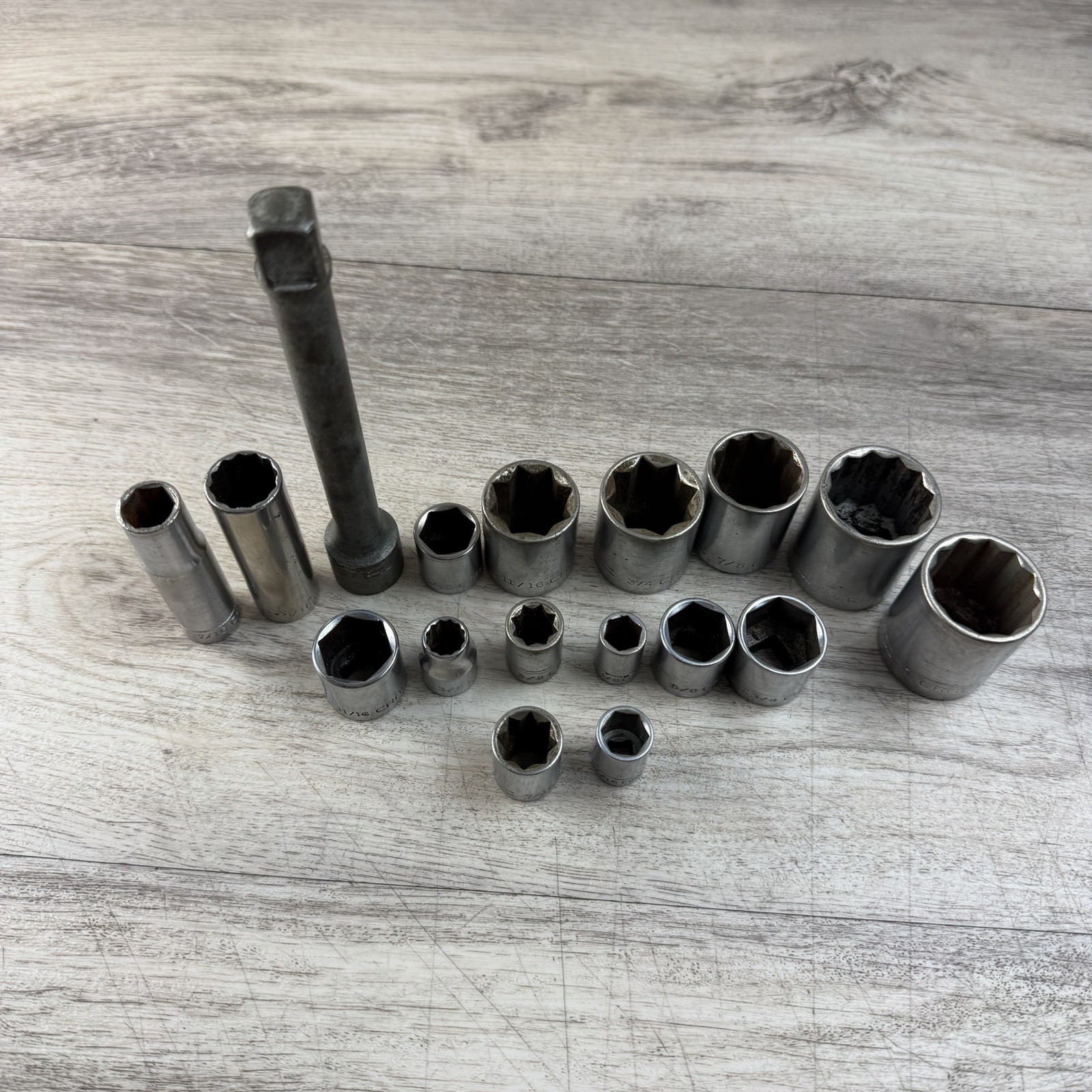 17 Pieces Craftsman SAE =V= Flying V USA Socket Lot + Extension