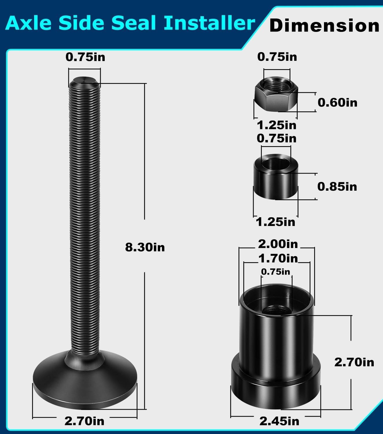 Heavy-Duty Inner Axle Seal Installation Tool – Corrosion-Resistant Design