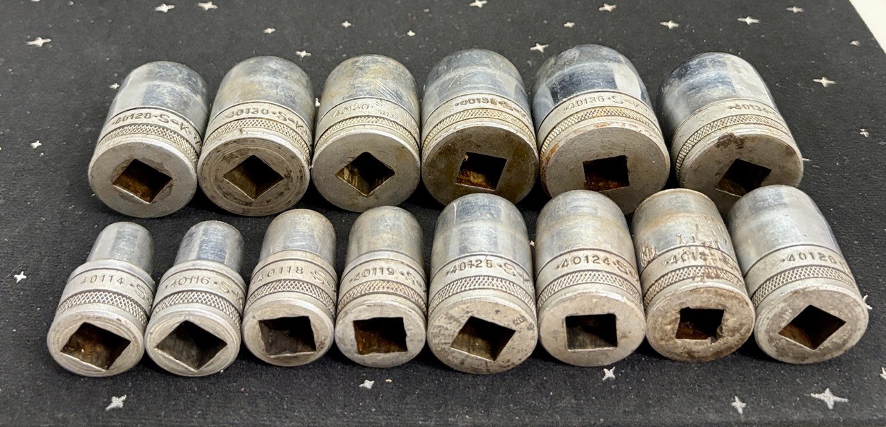 VTG S-K Tooks 14 Piece Set 12 Point Sockets 7/16″ To 1-1/8″ 40114-40136 USA