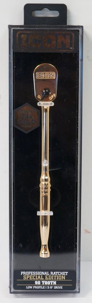 NEW – ICON 56907 Special Edition 3/8″ Low Profile 24K Gold Plated Pro Ratchet