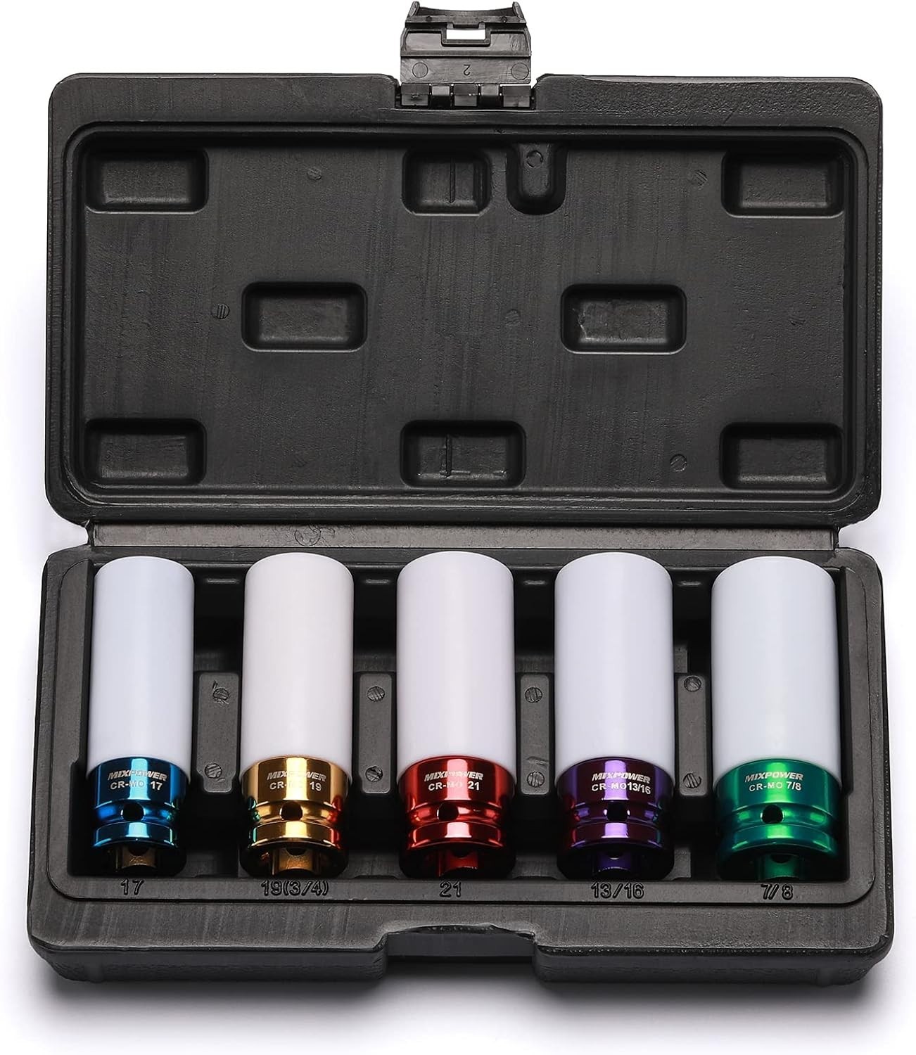 Lightweight 5-Piece CR-MO Impact Socket Set with Laser Marked Sizes for Easy Use