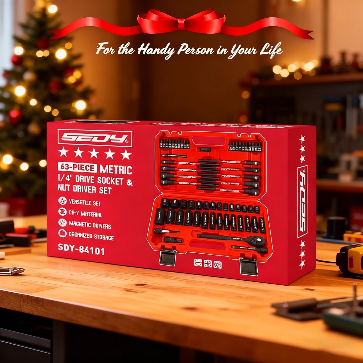 63-Piece Impact Socket Set with Universal Joint & Quick-Release Ratchet