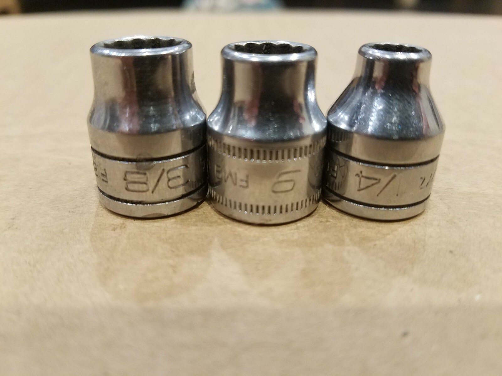 Snap-on F121 FM9 F081 3/8″ Drive 12-Point SAE 3/8″ 1/4″ 9 mm 3pcs