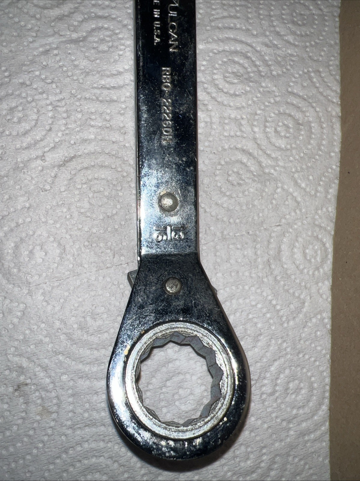 NOS Vintage Vulcan RBO-2226DH 12 Point Ratcheting Wrench 11/16-13/16 Made in USA