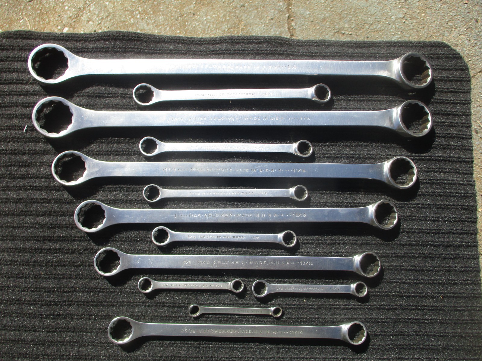 Plomb, Plvmb polished Box Wrench set 5/16 to 1 3/8, 1100 series