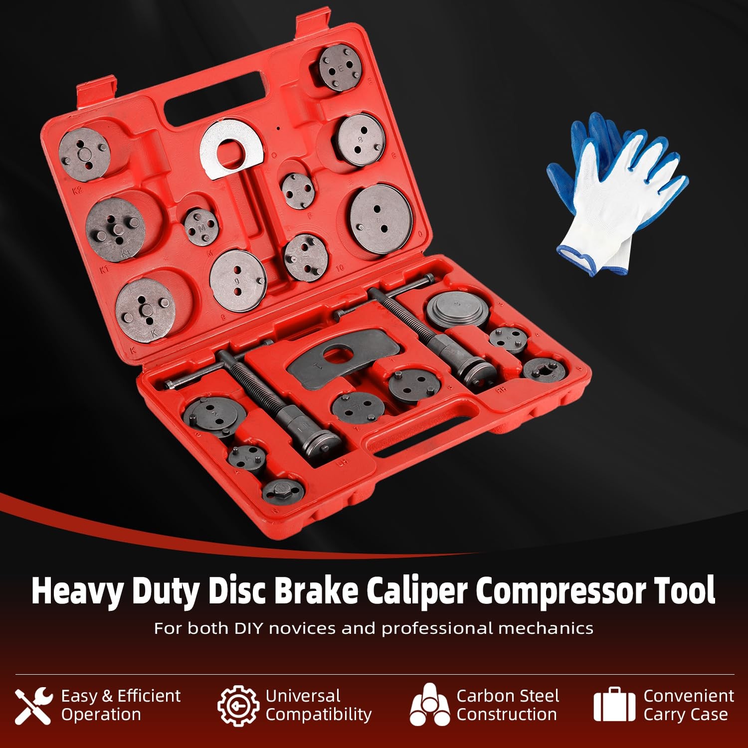 8MILELAKE Disc Brake Caliper Compressor Wind Back Tool 24pc Professional Disc