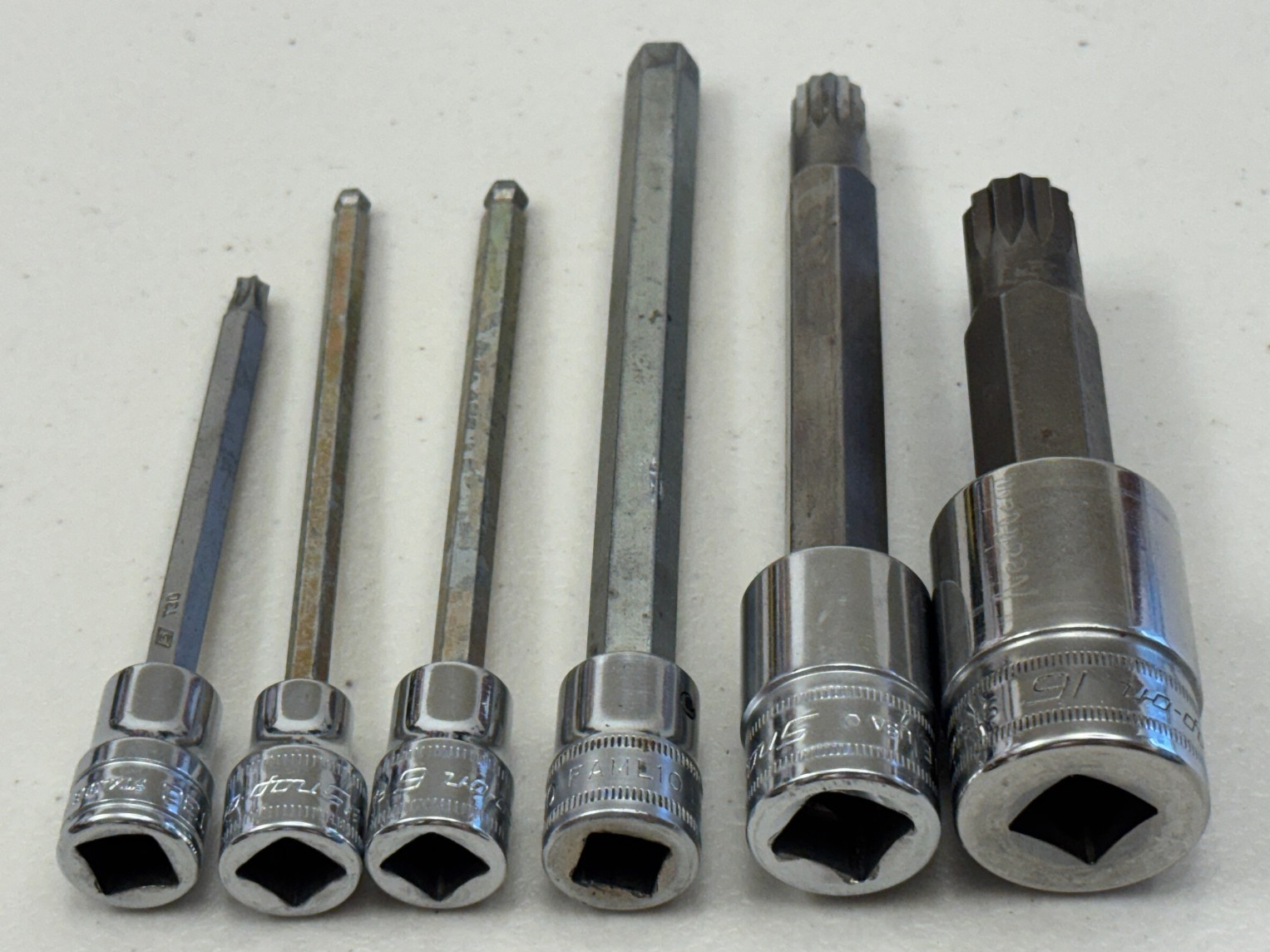 Snap-on 3/8 & 1/2 Dr Metric Bit Sockets ~ 17 Pieces Allen, Torx, Triple Square