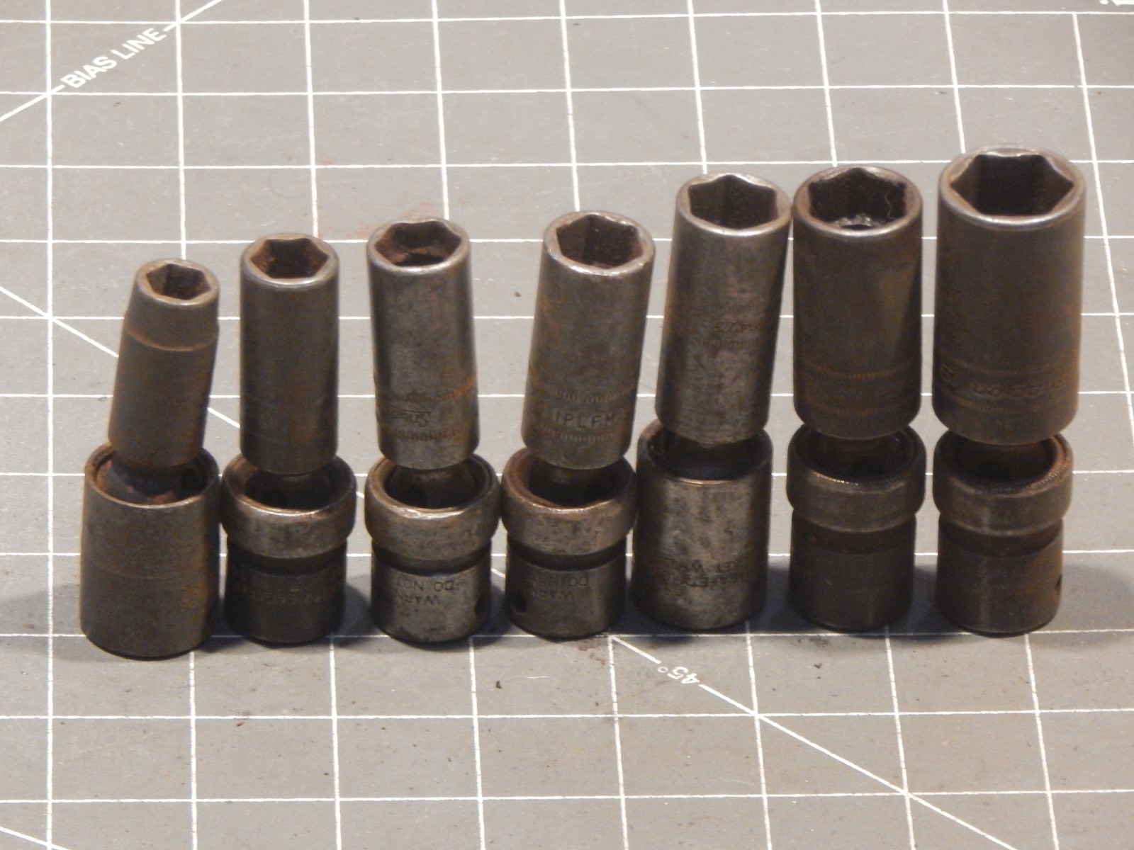 Snap On 7Pc Metric 3/8 Drive Deep Impact Swivel Universal Socket Set 10MM 19MM