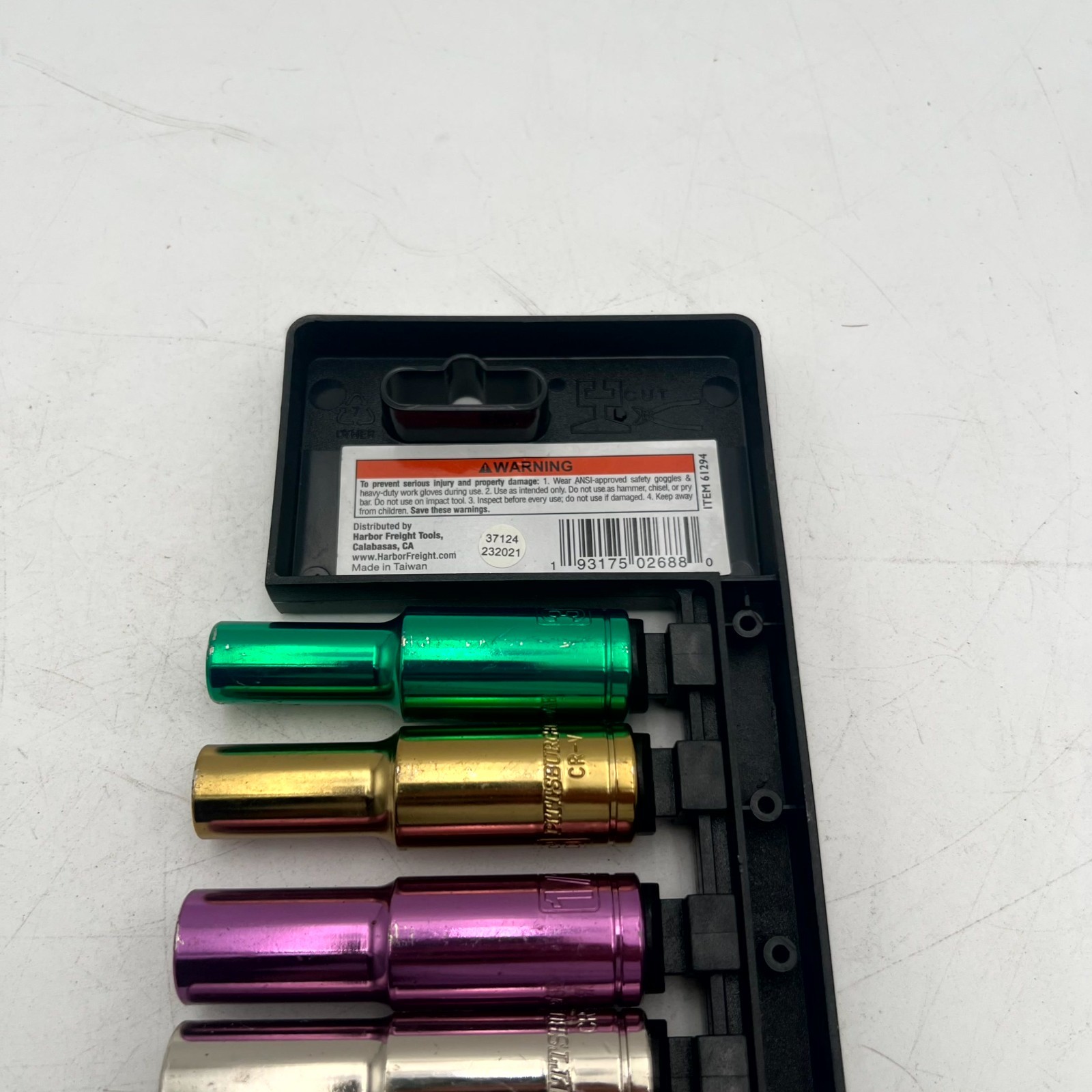 Pittsburgh Pro 1/2in Drive 10 Piece Deep Socket Set Color Coded SAE Tool Kit