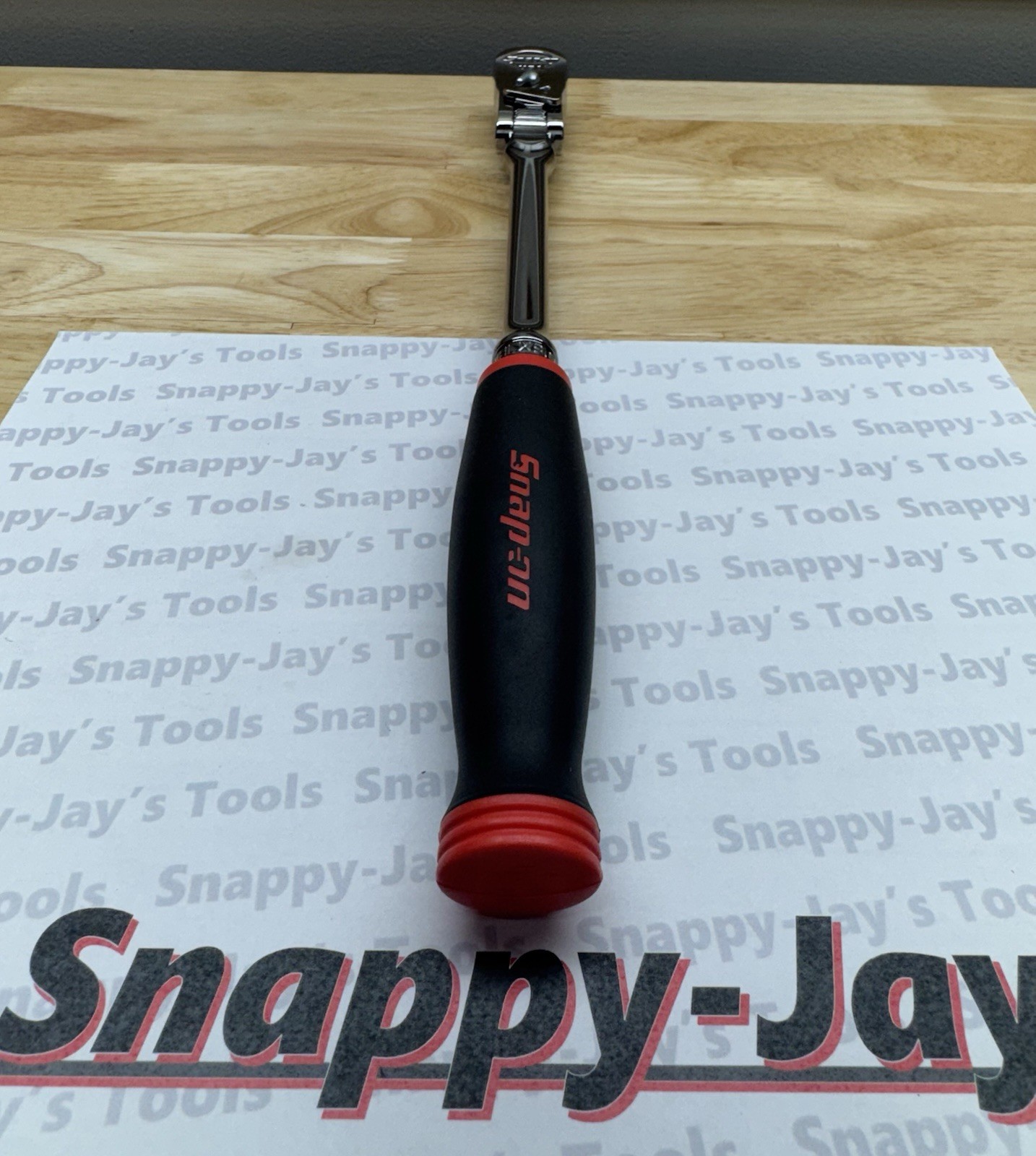 Snap-on Tools USA NEW LOCKING 3/8″ Drive RED Soft Grip Long Flex Ratchet FHLX80B