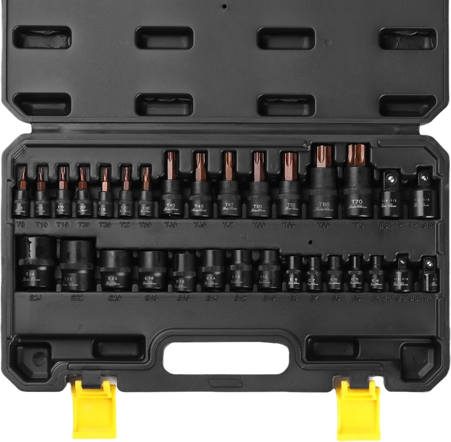 31 Pcs Torx Bit Socket Set & External Socket Set, Star T8-T70, E4-E24 Inverted