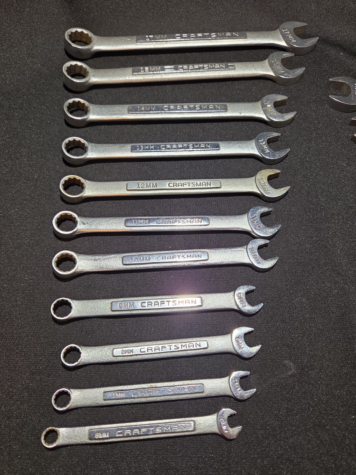 Craftsman Metric Comb 12pt Wrench Set 11 Pieces, 6 Open End Wrenches 17 Pc Total
