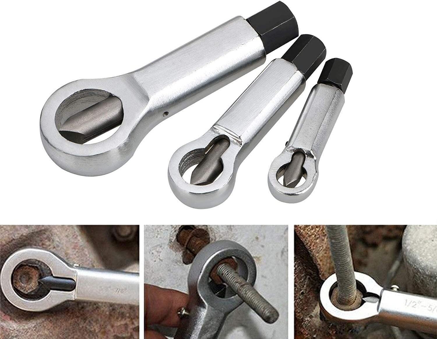 3-Pieces Nut Splitter Tool for Damaged Nut Remover, 5/16″-7/8″ (9mm-22mm)