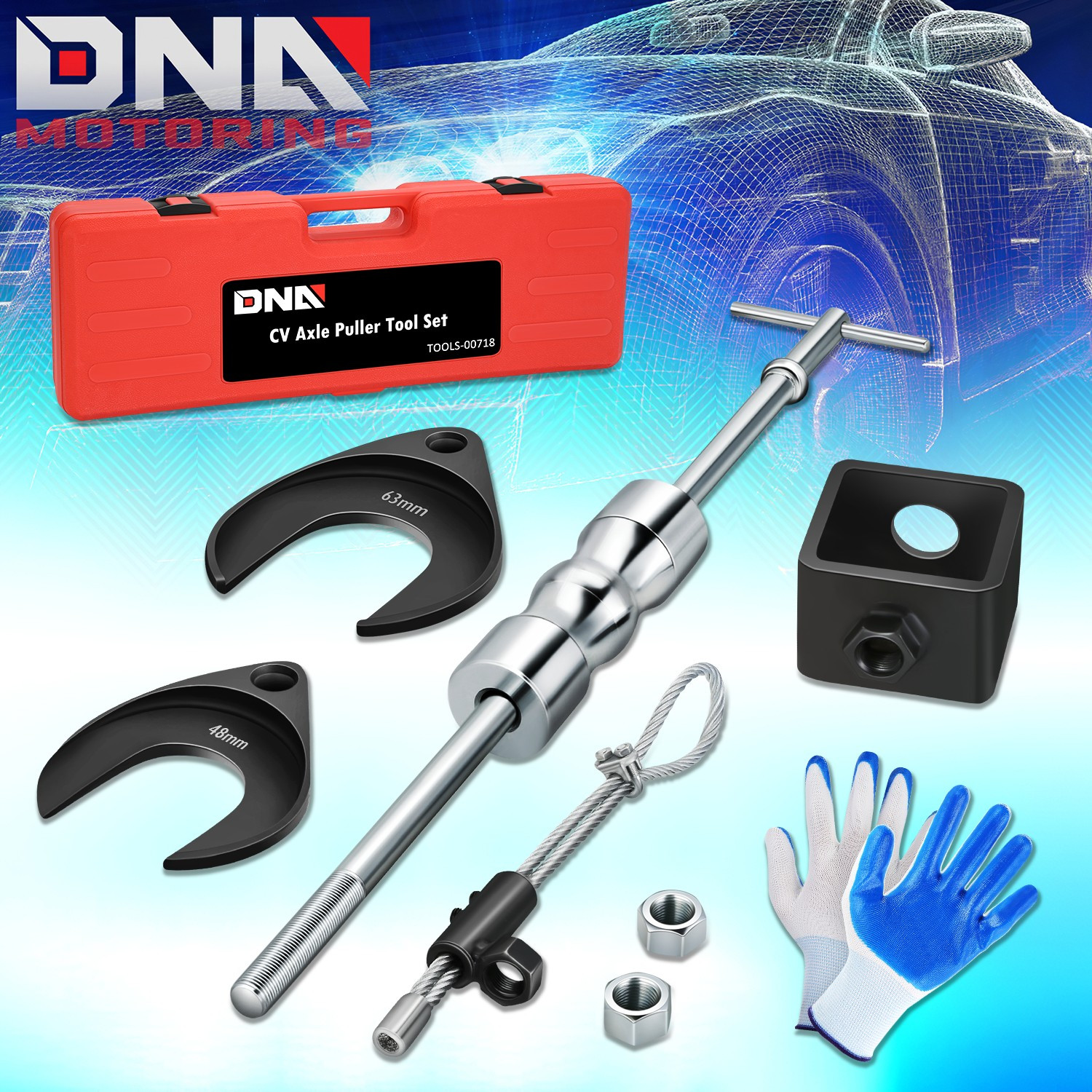 48mm/63mm CV Axle Removal Puller Tool Kit Set w/ Slide Hammer & Carrying Case
