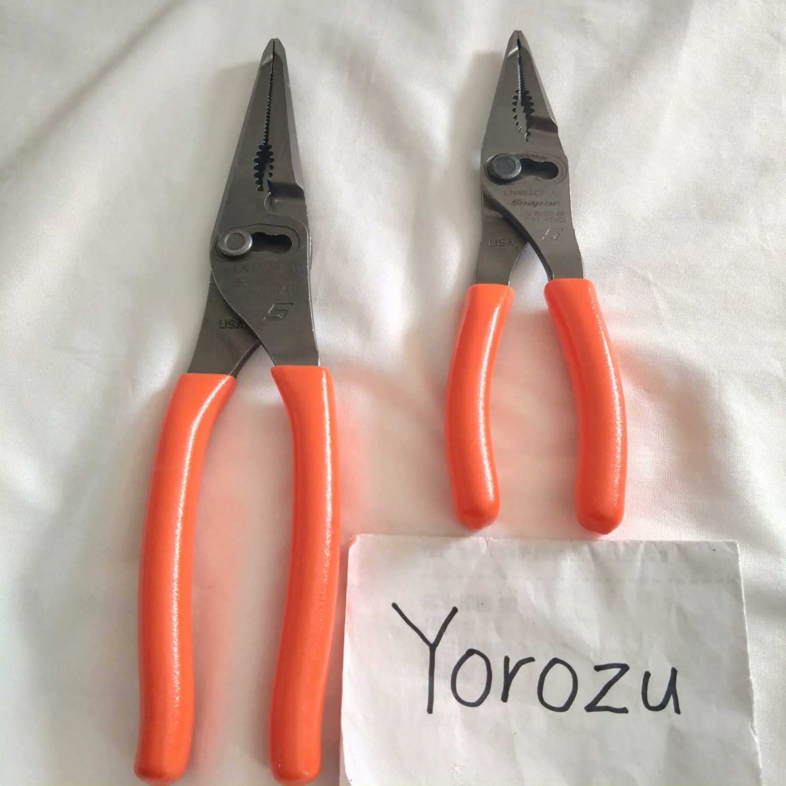 Snap On LN47ACF & LN46ACF Needle Nose/Slip-Joint Combination Orange Plier Set