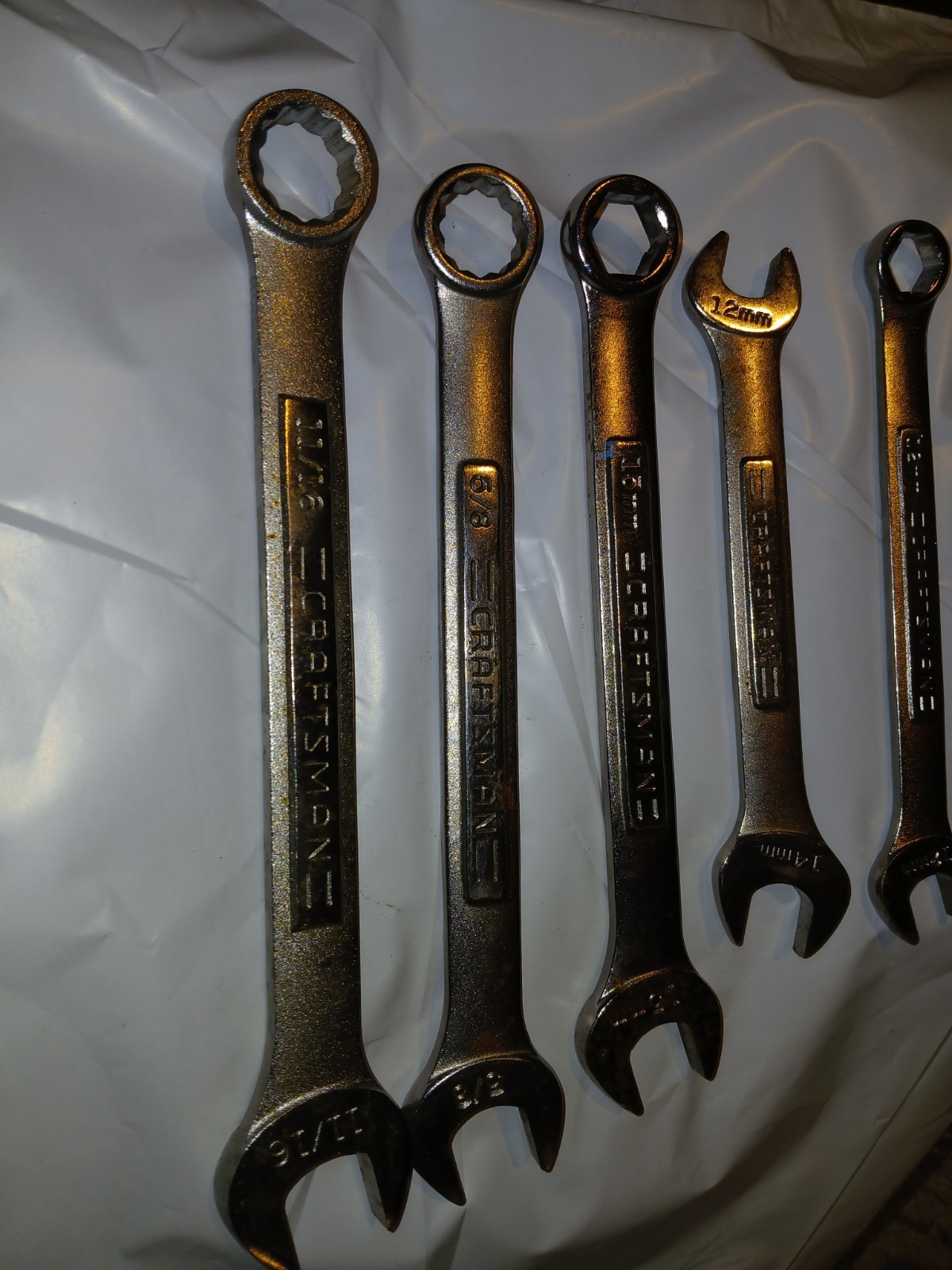 Craftsman Combination Wrench Lot of 6 – 11/16, 3/8, 5/8 12mm, 14mm, 15mm