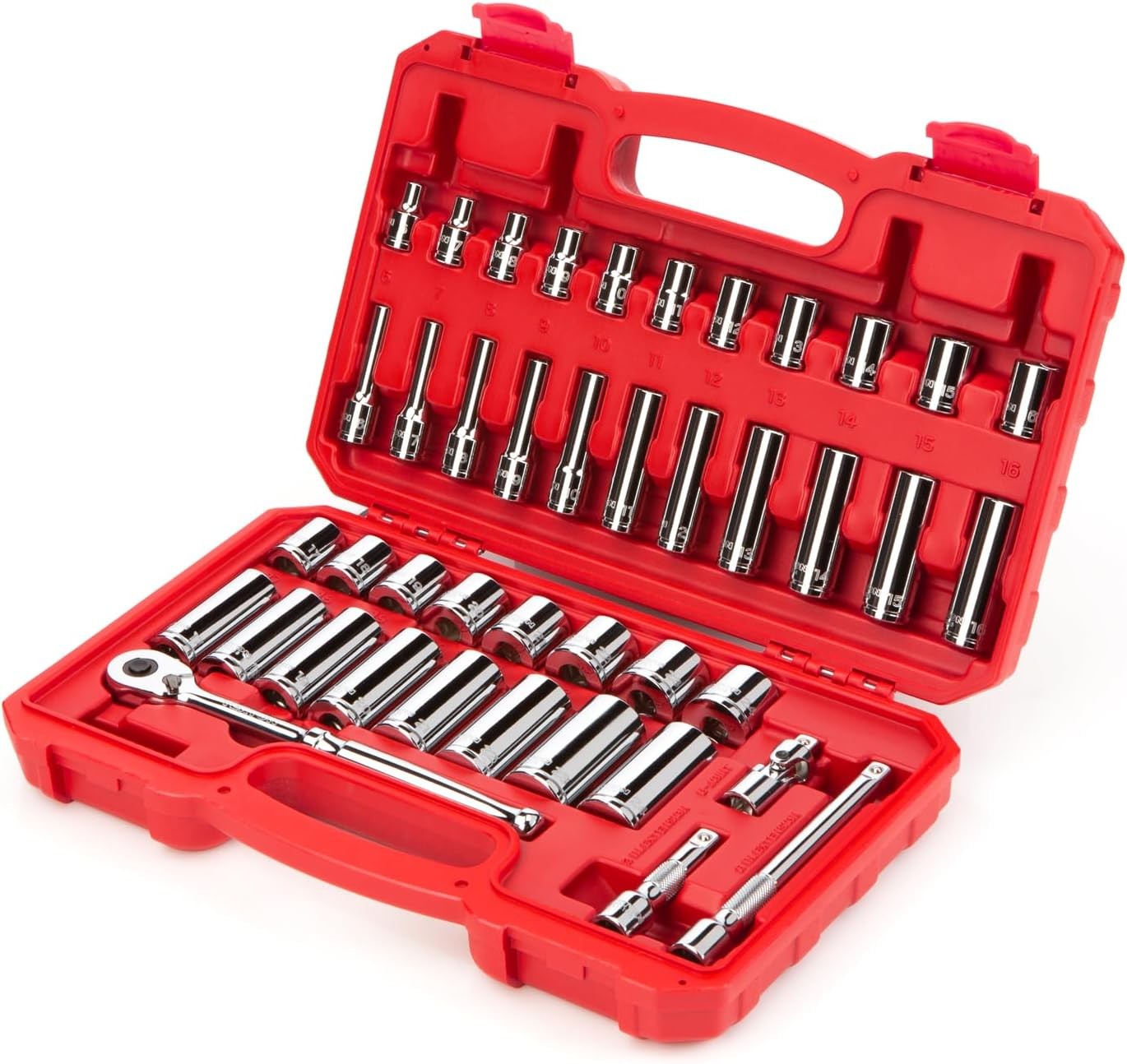TEKTON 3/8 Inch Drive 6-Point Socket and Ratchet Set, 42-Piece (6-24 mm)