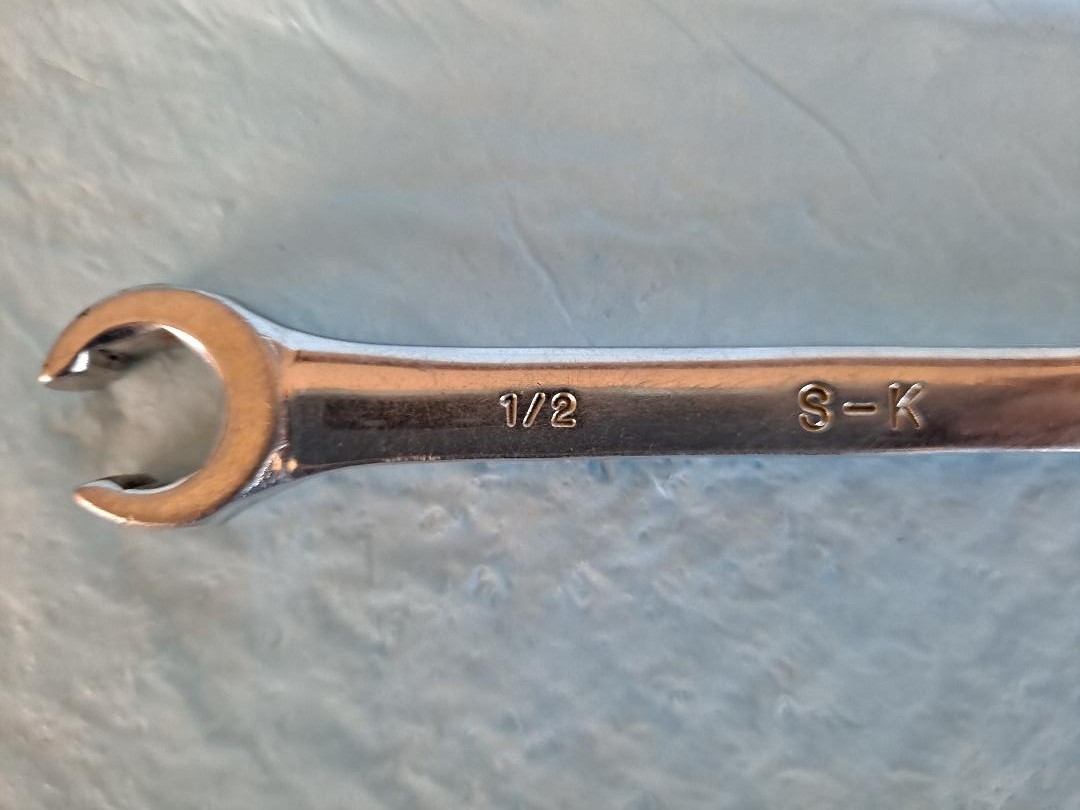 Vintage S-K F1618, Double Open-End Flare-Nut Wrench, 1/2 x 9/16, Made in USA