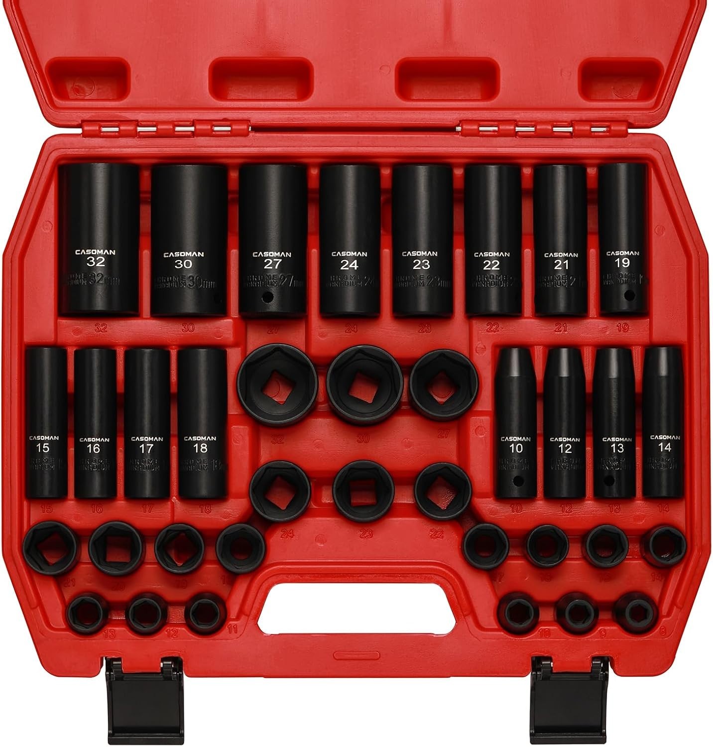 Casoman 36-Piece 1/2″ Drive Metric Impact Socket Set