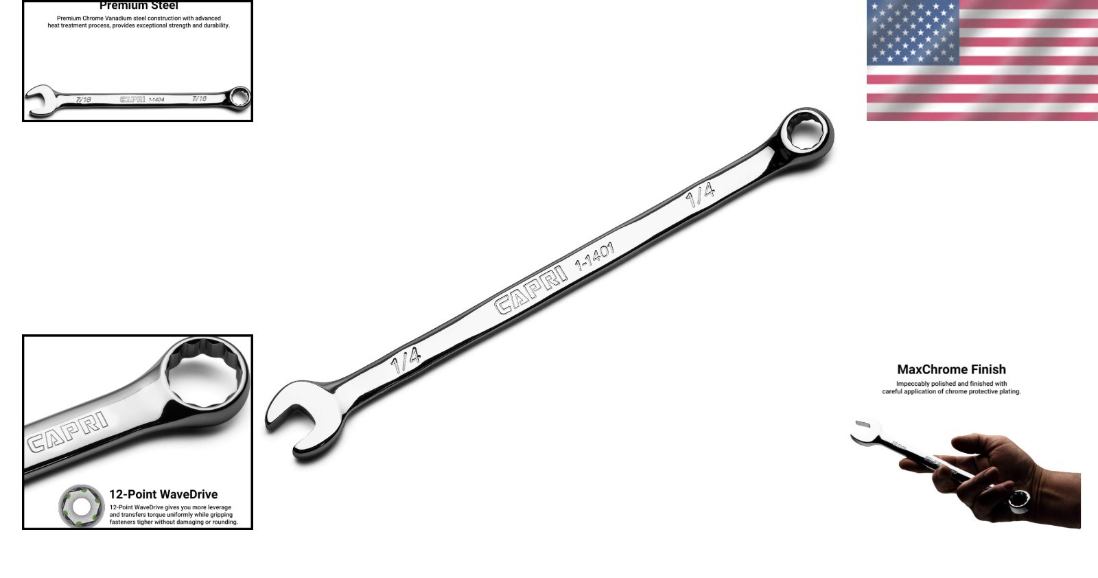 1/4-inch 12-Point Combination Wrench with 15-Degree Offset for Optimal Torque
