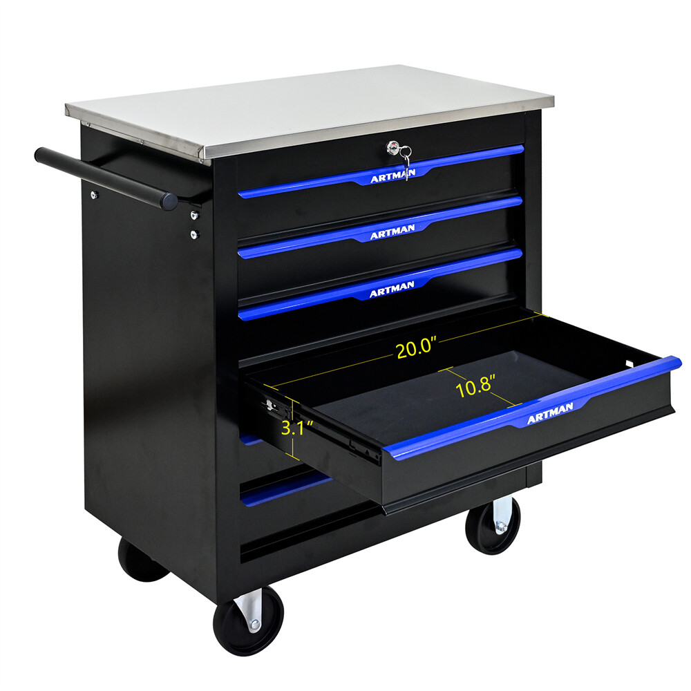 6 Drawers Rolling Tool Box Cart Tool Storage Cabinet Steel Tool Chest w/ Wheels